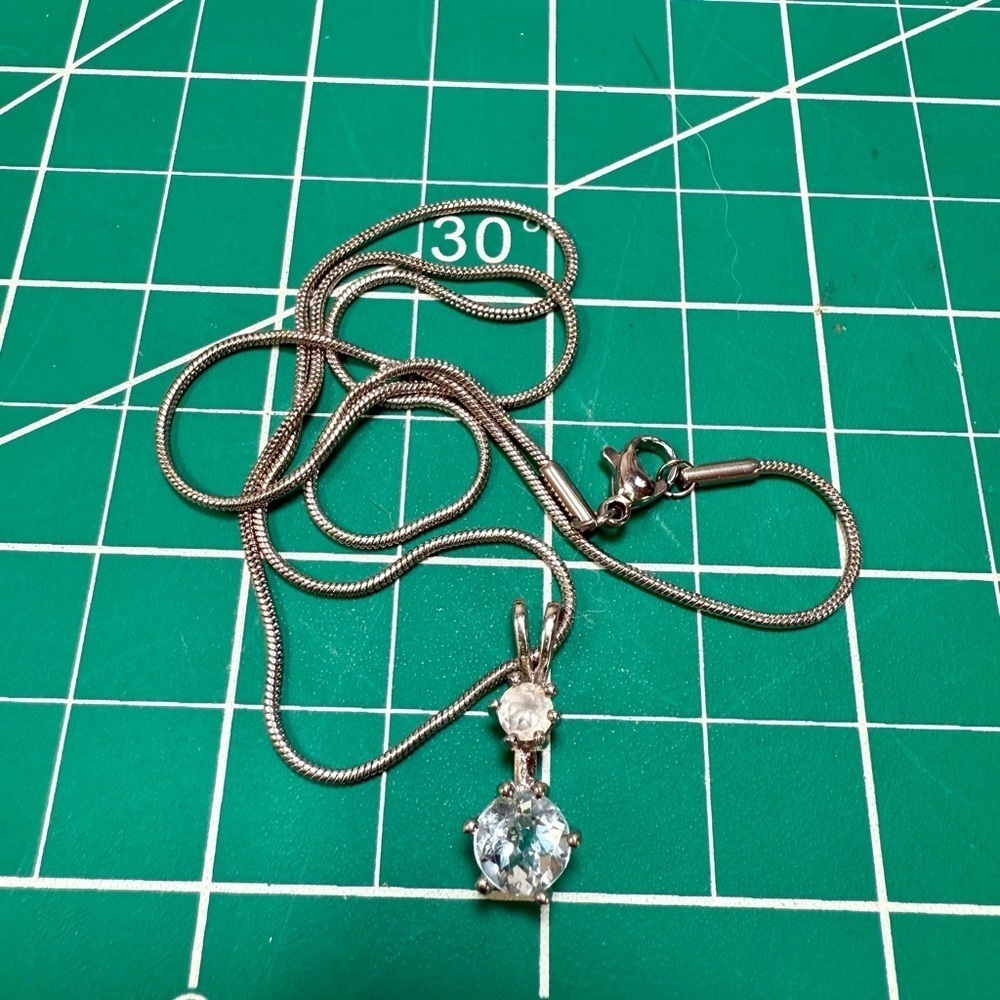 Elegant Silver Tone Necklace‎ with Blue Topaz Pendant - Picture 5 of 5